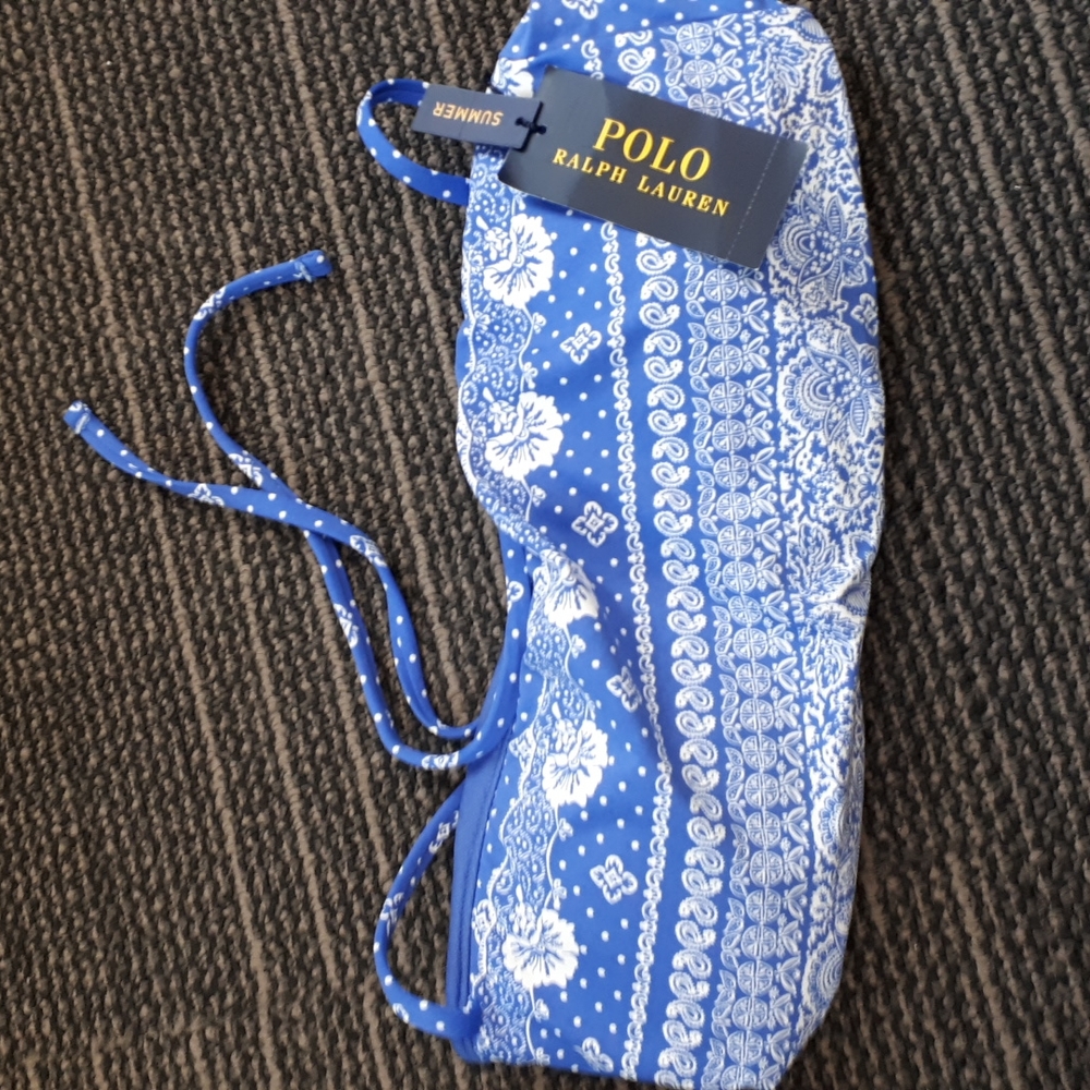Ralph Lauren Blue and White Women's Swim Top
